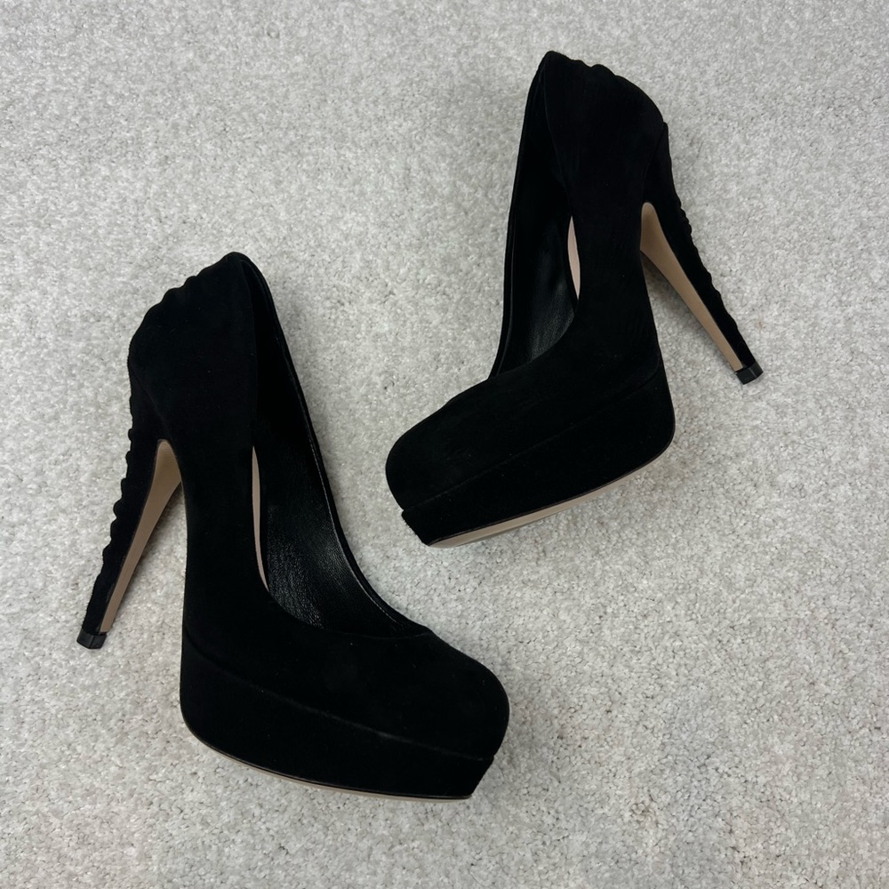 NWOT 00’s Miu Miu Black Suede Platform Heels